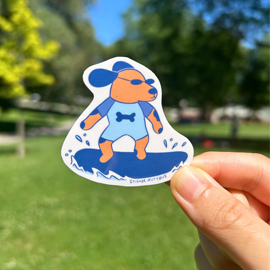 Surfer dog sticker
