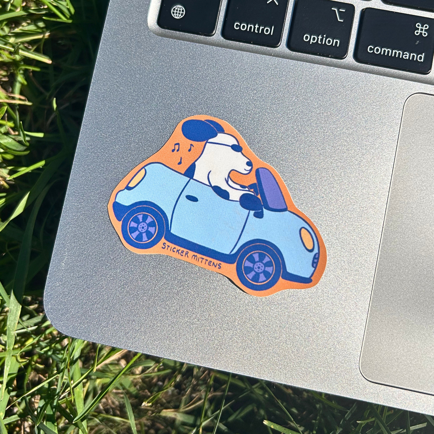 Dog in convertible sticker