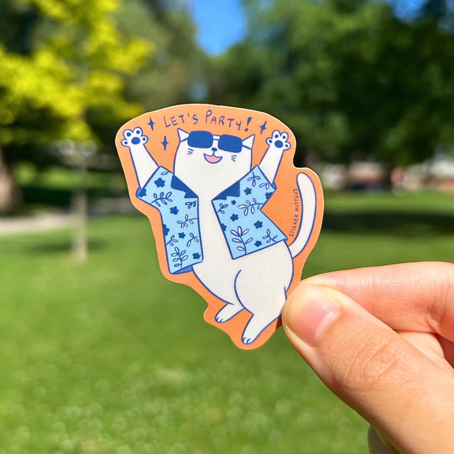 Let's party cat sticker