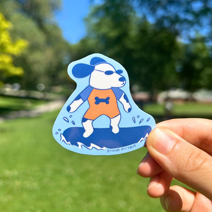Surfer dog sticker