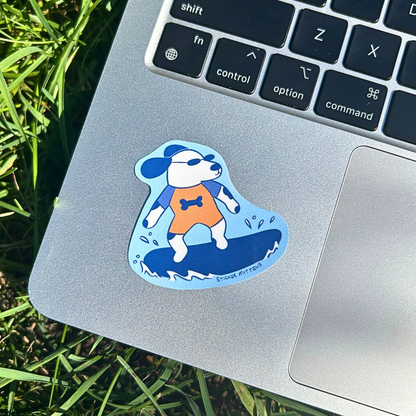 Surfer dog sticker
