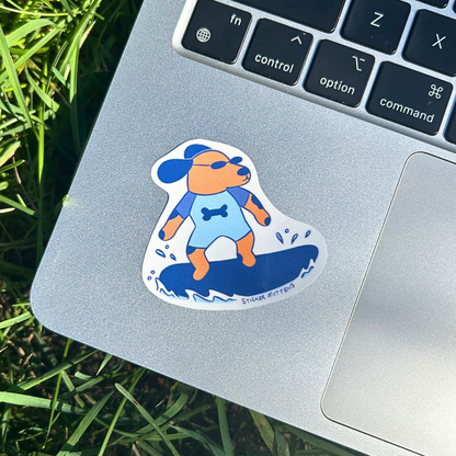 Surfer dog sticker