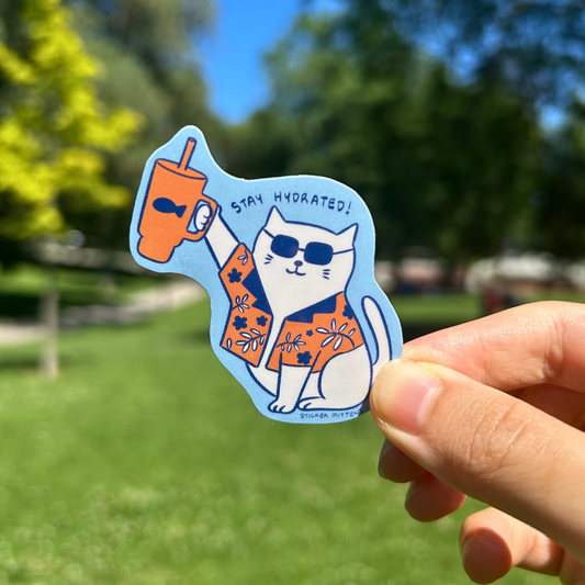 Stay hydrated cat sticker
