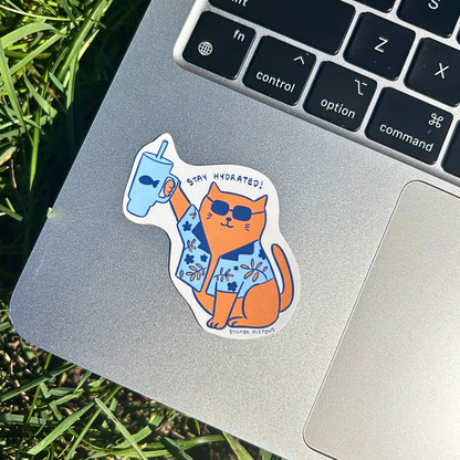 Stay hydrated cat sticker