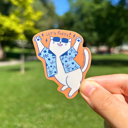 Let's party cat sticker