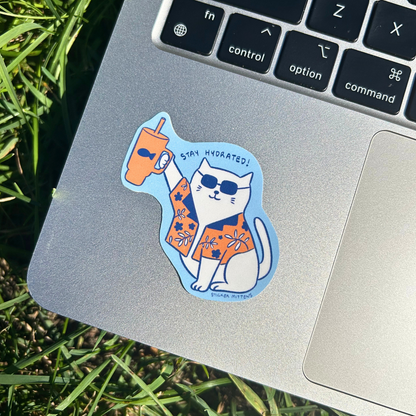 Stay hydrated cat sticker