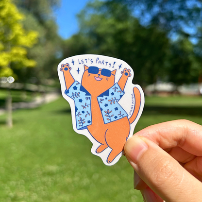 Let's party cat sticker