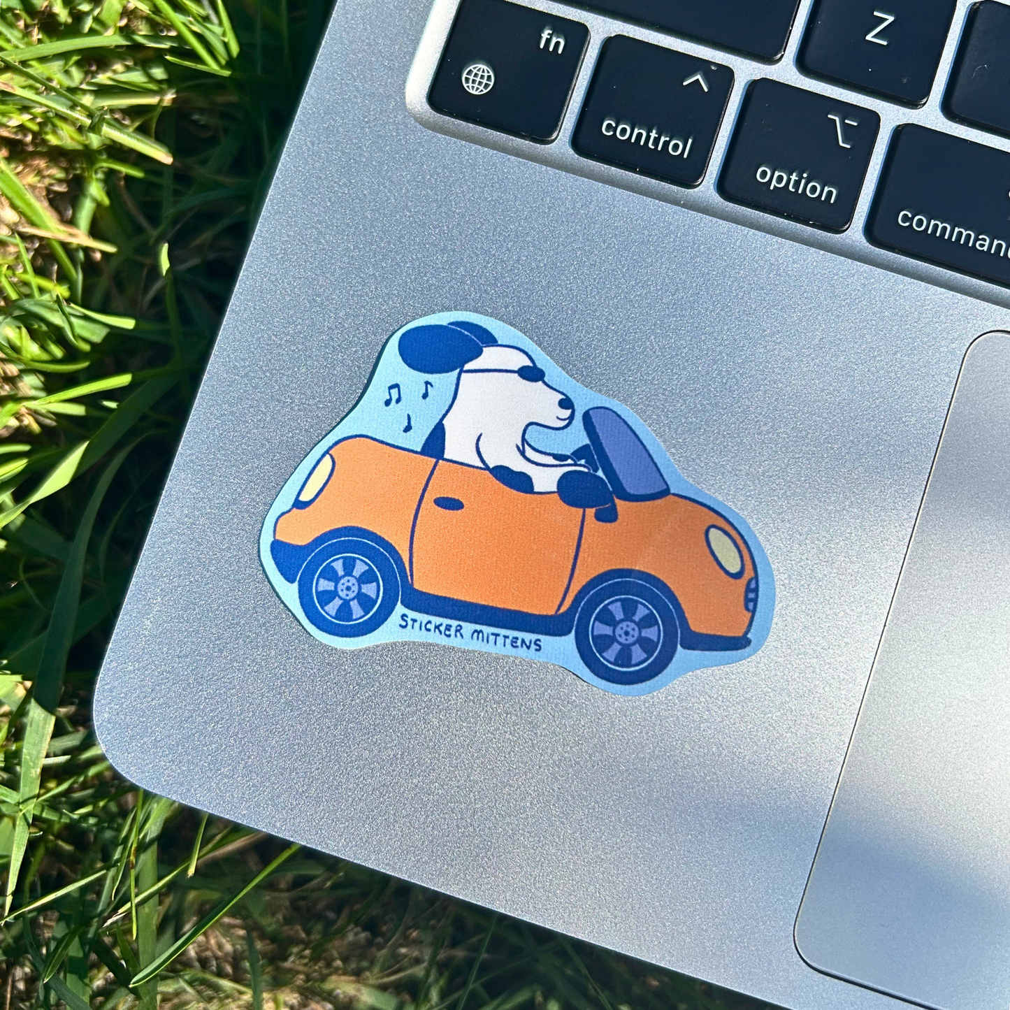 Dog in convertible sticker