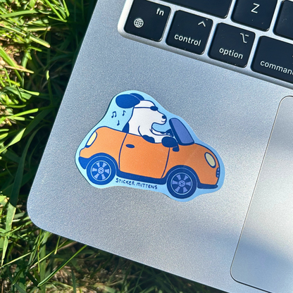 Dog in convertible sticker