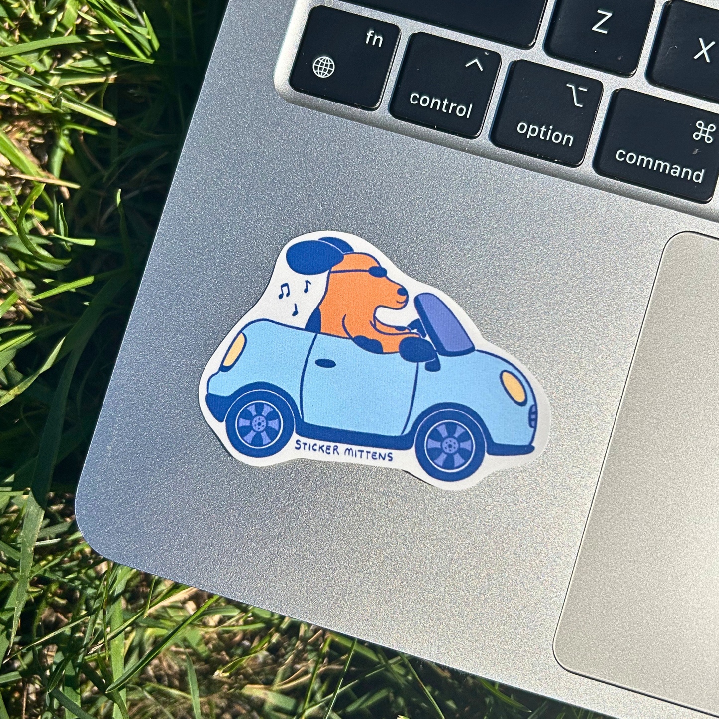 Dog in convertible sticker