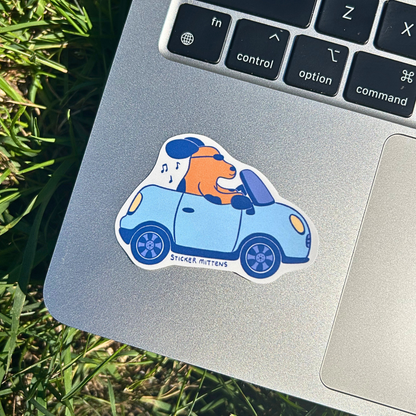 Dog in convertible sticker