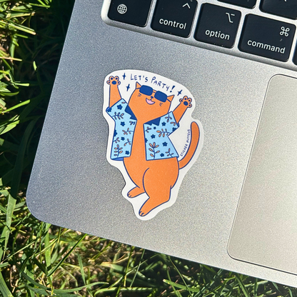 Let's party cat sticker