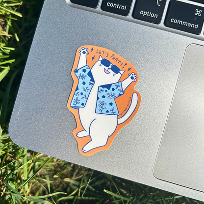 Let's party cat sticker