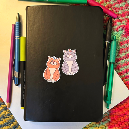 Cat with Butterfly Die Cut Sticker