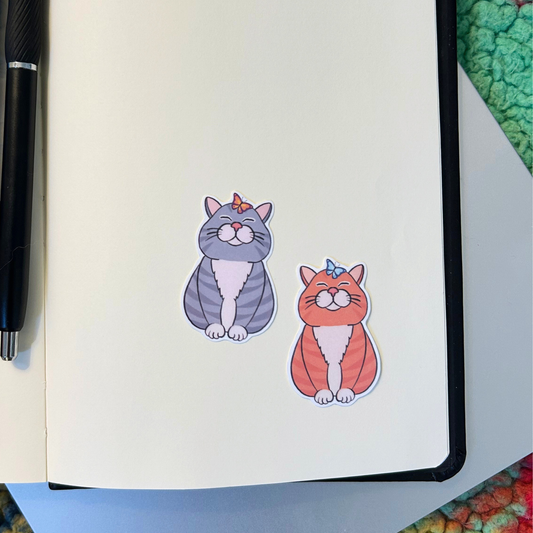 Cat with Butterfly Die Cut Sticker