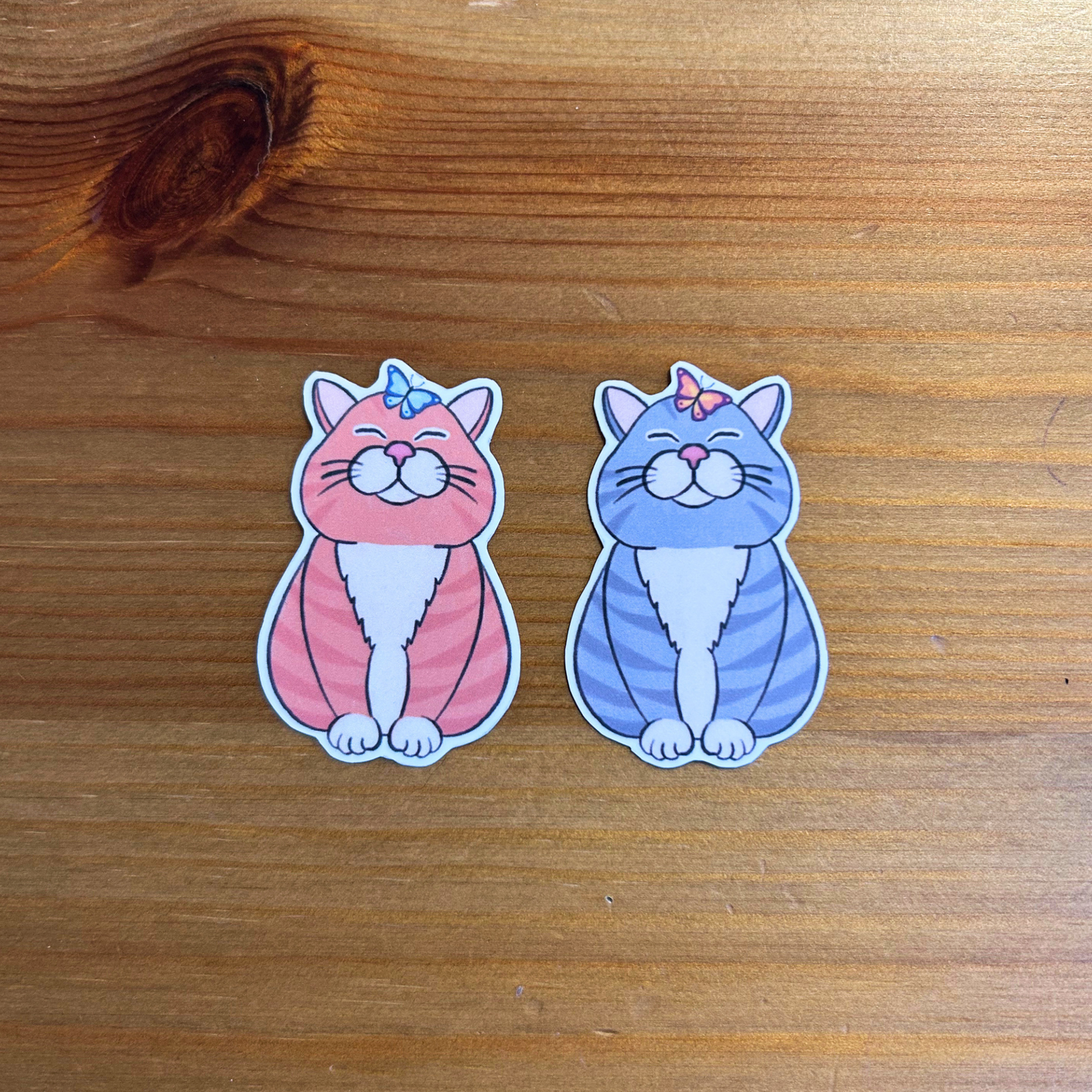 Cat with Butterfly Die Cut Sticker